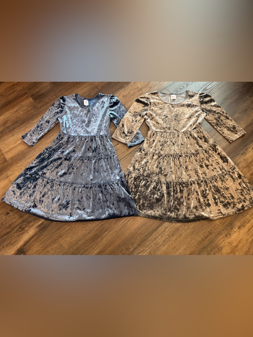 Wonder Nation velvet girls dresses size 7/8 blue and silver